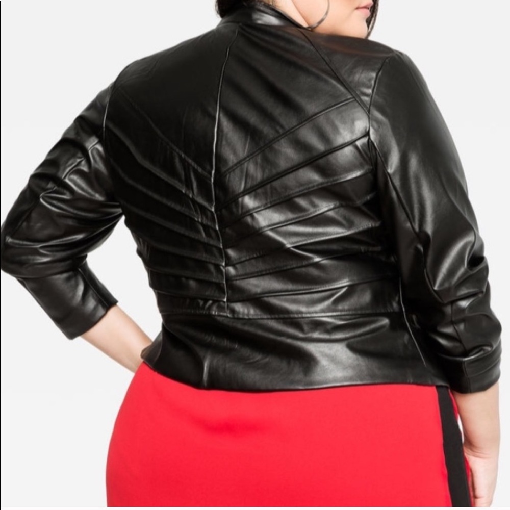 Faux Leather “Pleat-Seam” Jacket